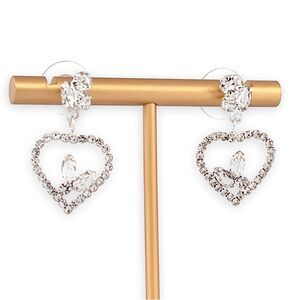 Heart Shaped Rhinestone Drop Earrings